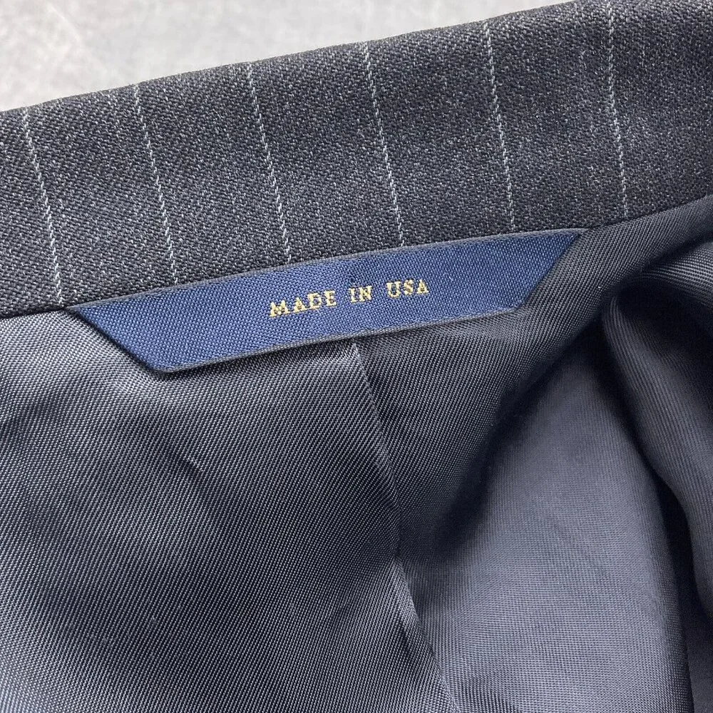 Brooks Brothers Blazer Men‎ 40L Gray White Pinstripe Super 110s Wool VTG